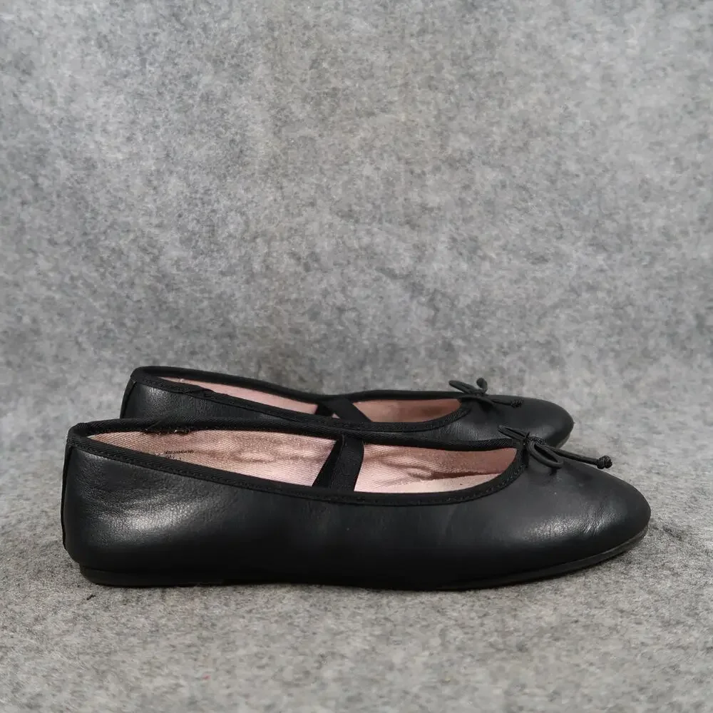 Wonder Nation Shoes Girls 2 Ballet Flats Elastic Strap Black Bow Slip On Kids